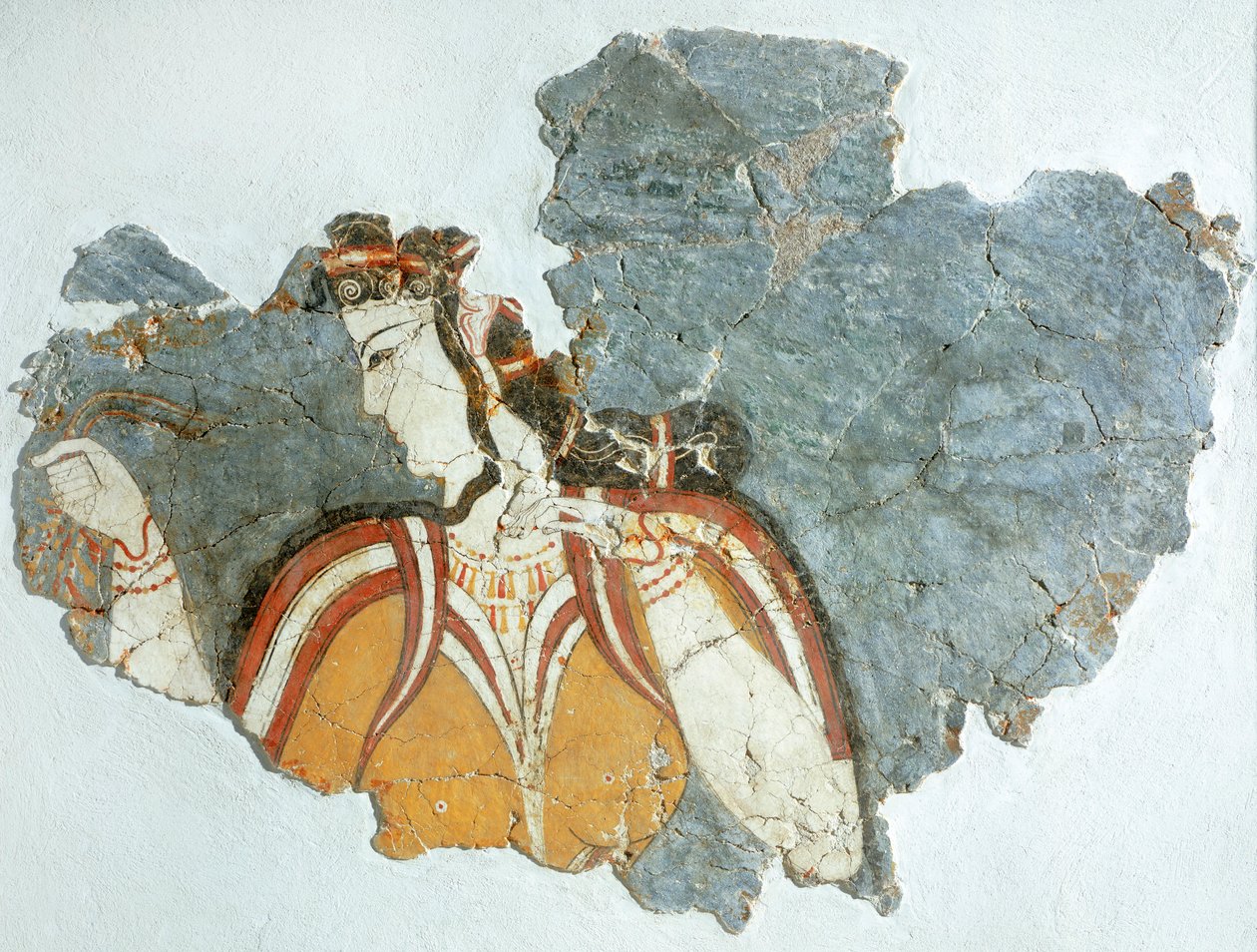 Dam av hovet, fresk från Mycenae Palace, Grekland, Mykensk civilisation av Mycenaean