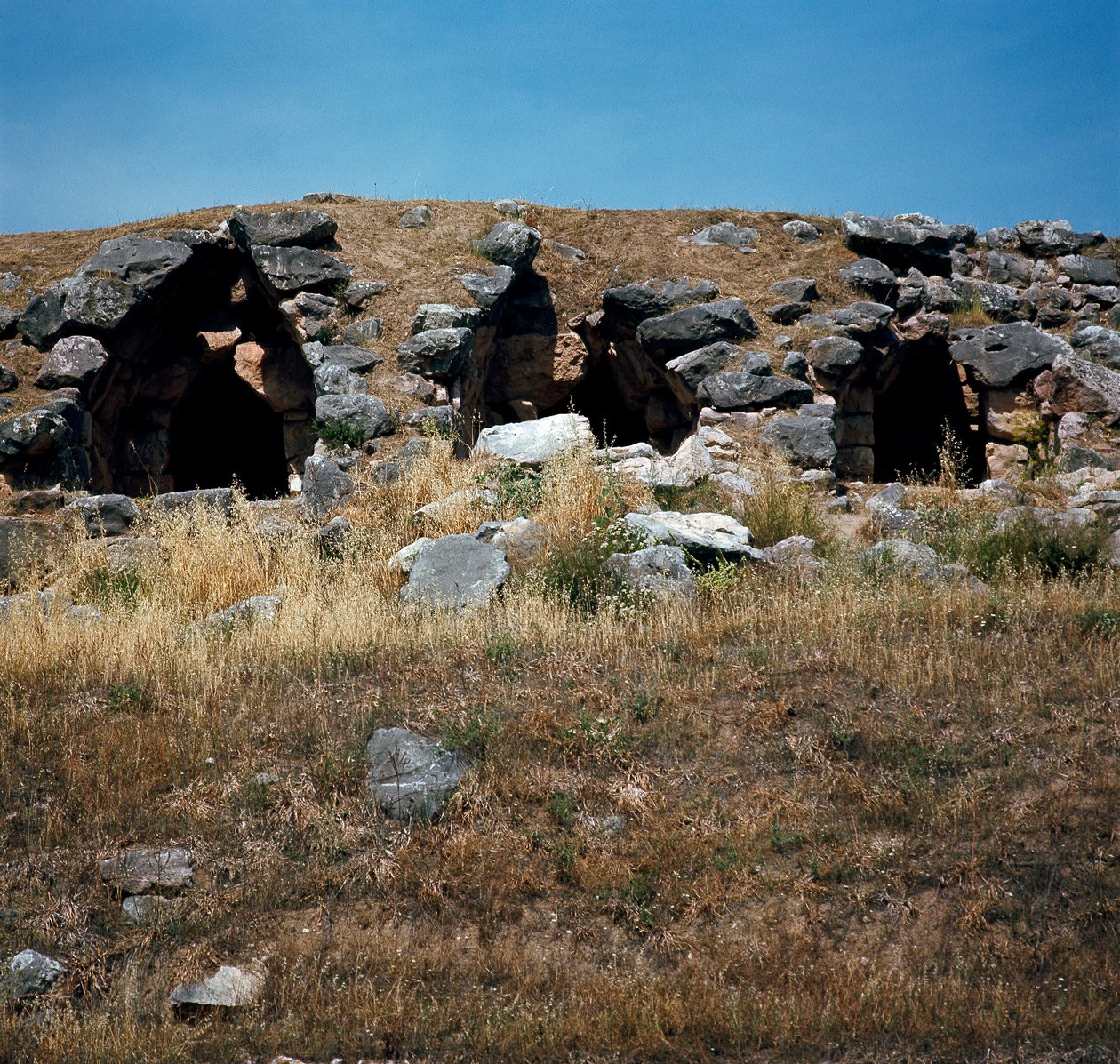 Mykensk konst: hus byggda i befästningarna i staden Tirynthe, omkring 1200 f.Kr. Grekland av Mycenaean