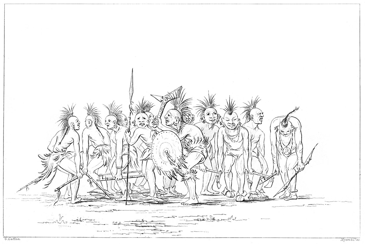 Tiggerdans, Sac and Fox, Rock Island, Upper Mississippi, 1841. av Myers and Co