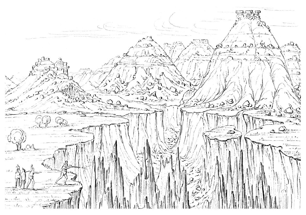 Canyon, Nordamerika, 1841. av Myers and Co