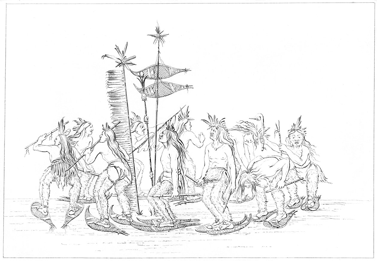 Chippewa snöskodans, 1841. av Myers and Co