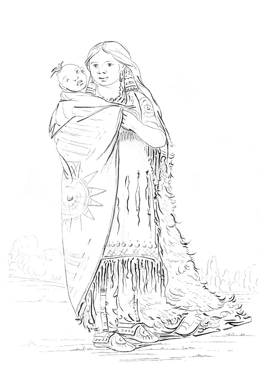 Indianskvinna och baby. av Myers and Co