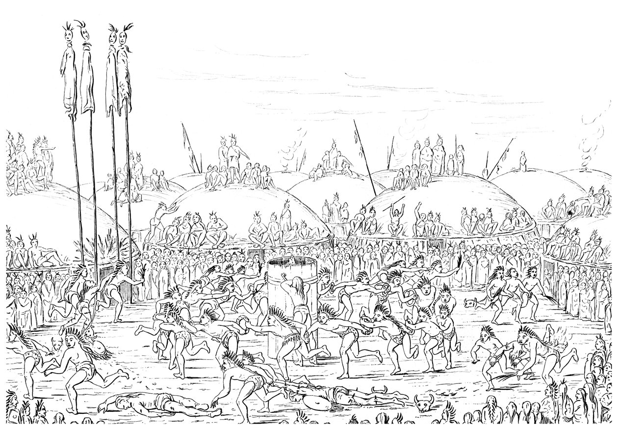 Religiös ceremoni, Mandan Village. av Myers and Co
