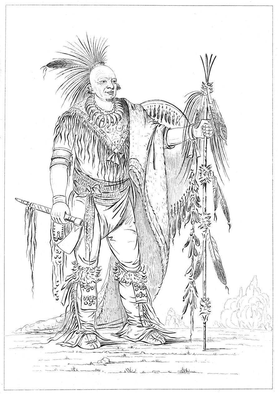 Sac eller Fox brave, 1841. av Myers and Co