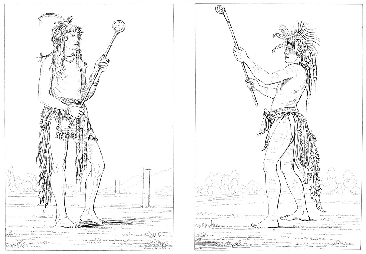 Sioux-bollspelare, 1841. av Myers and Co