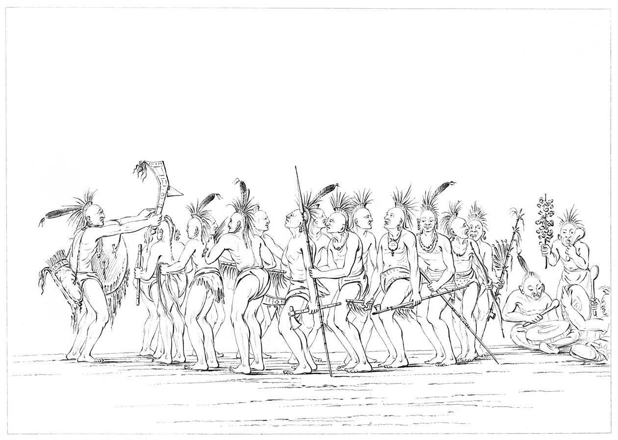 Slavdans, Sac and Fox, Rock Island, Upper Mississippi, 1841. av Myers and Co