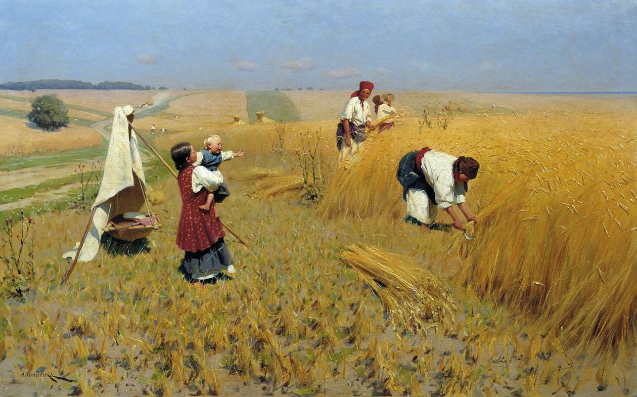 Skörd i Ukraina, 1886 av Mykola Kornylijowytsch Pymonenko