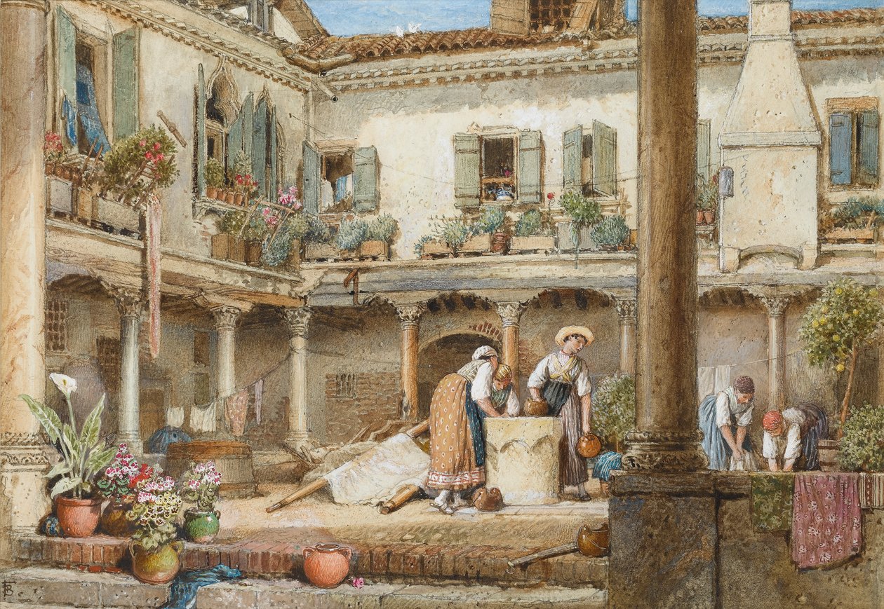 Abbazia San Gregorio, Venedig (wc på papper) av Myles Birket Foster