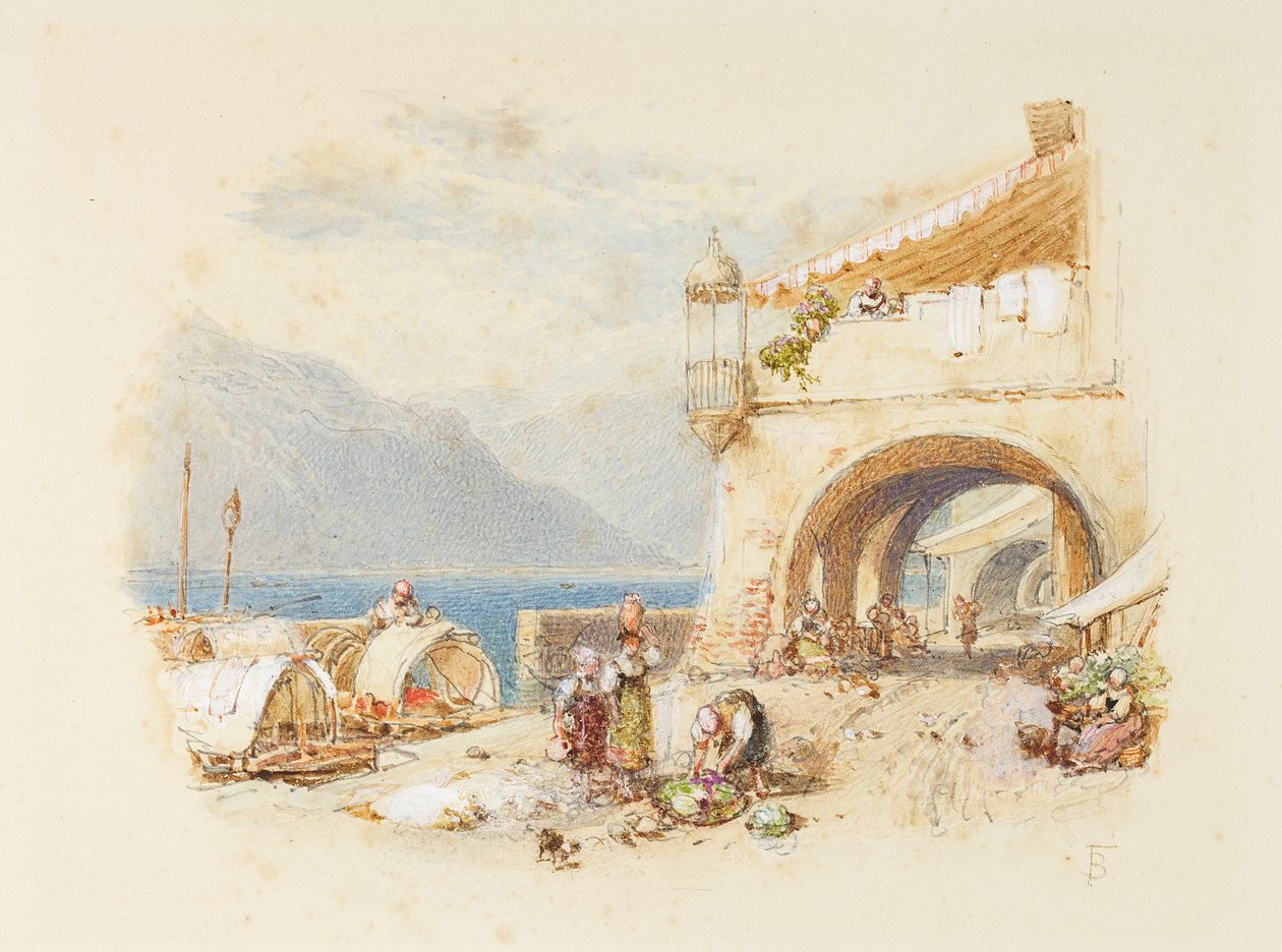 Bellagio, Comosjön, ca 1850-75 av Myles Birket Foster