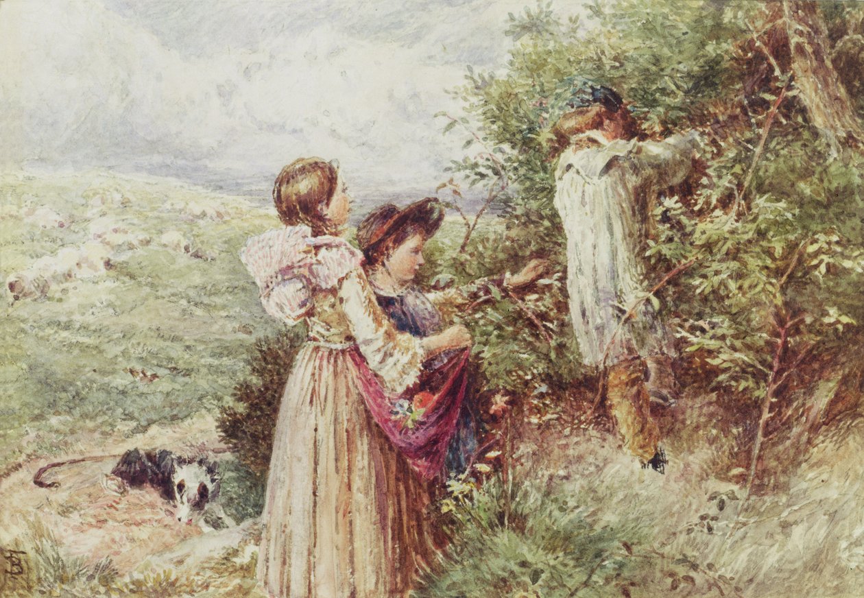 Barn som plockar björnbär, 1800-talet av Myles Birket Foster