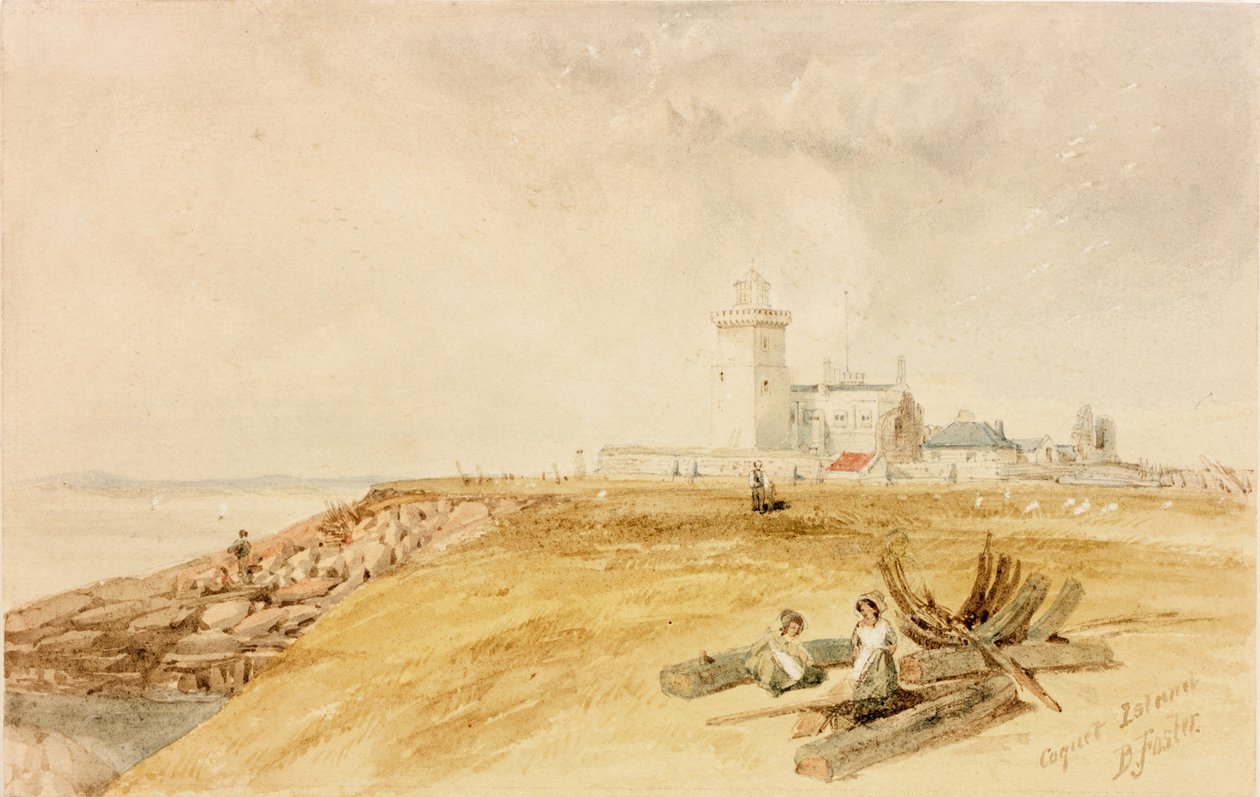 Coquet Island (penna och akvarell på papper) av Myles Birket Foster