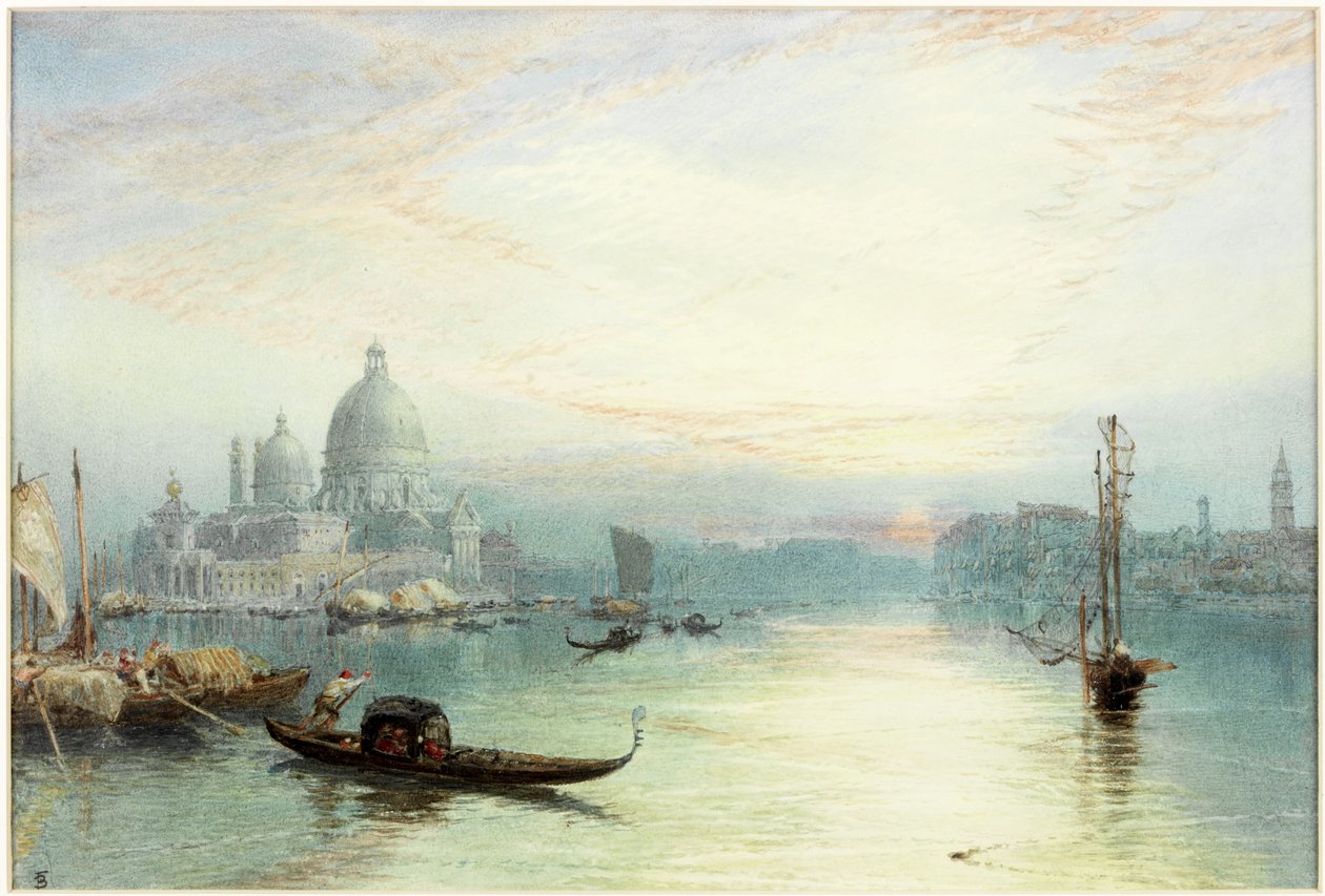Ingång till Canal Grande, Venedig (akvarell på papper) av Myles Birket Foster