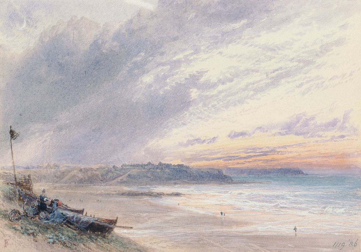 Sky, 1800-talet (akvarell) av Myles Birket Foster