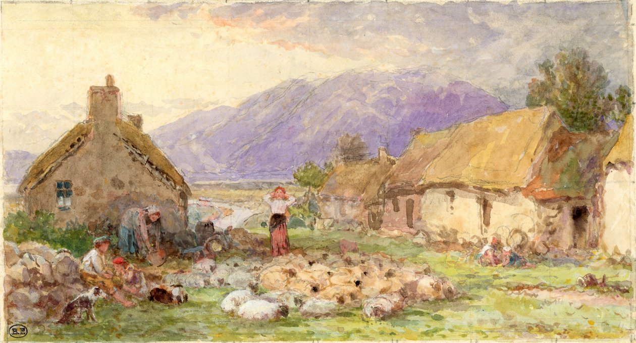 Utan titel (penna och akvarell på papper) av Myles Birket Foster