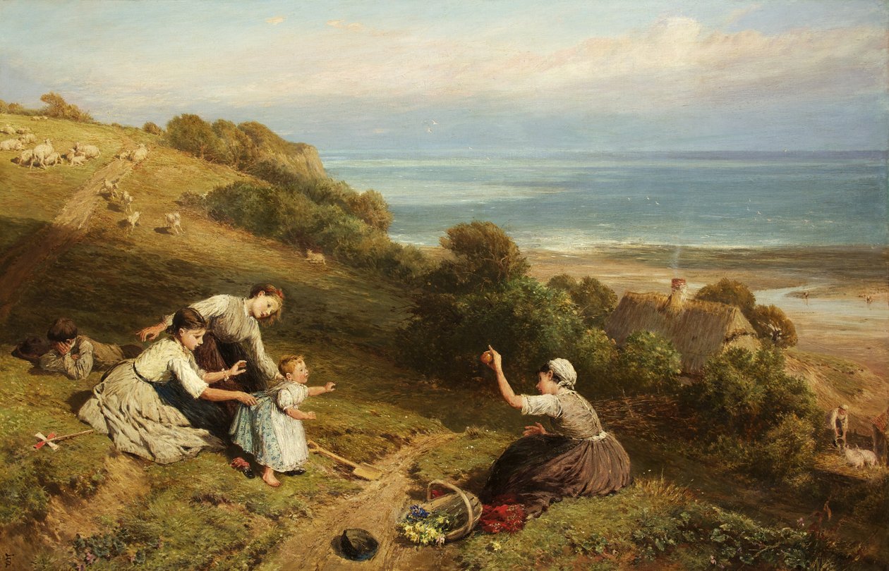 Landscape: The Girl with the Orange (olja på duk) av Myles Birket Foster