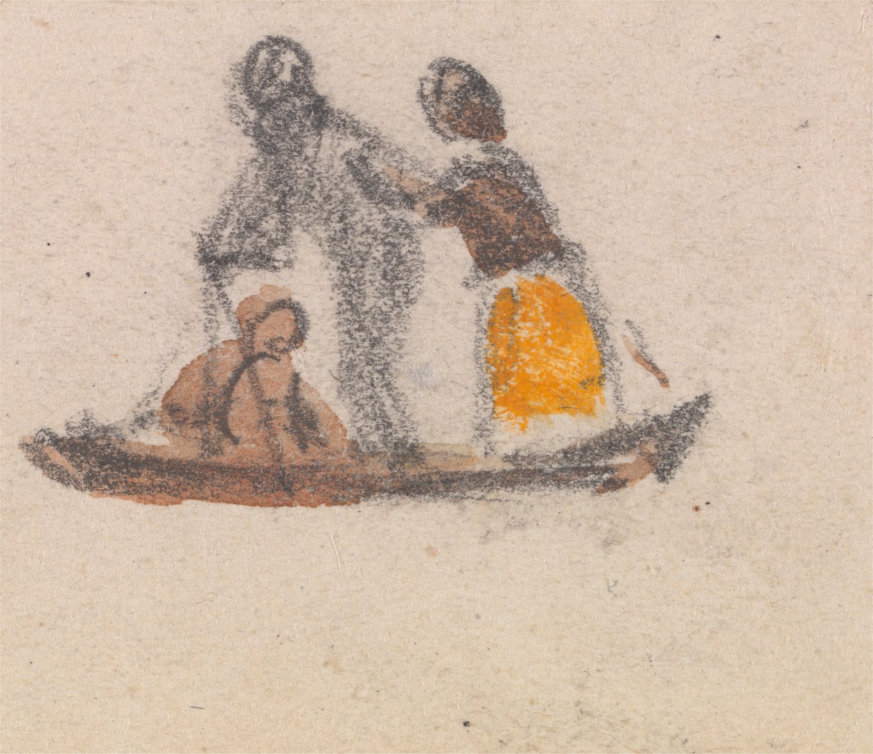 En av en grupp på tre studier av gondoler av Myles Birket Foster