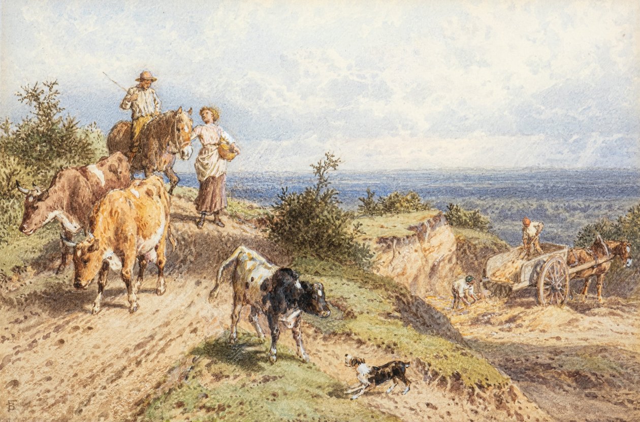 Återvänder hem (akvarell) av Myles Birket Foster