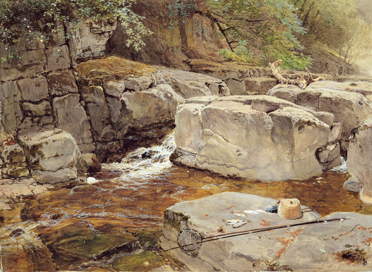 Stenar på Greta (akvarell och gouache på papper) av Myles Birket Foster
