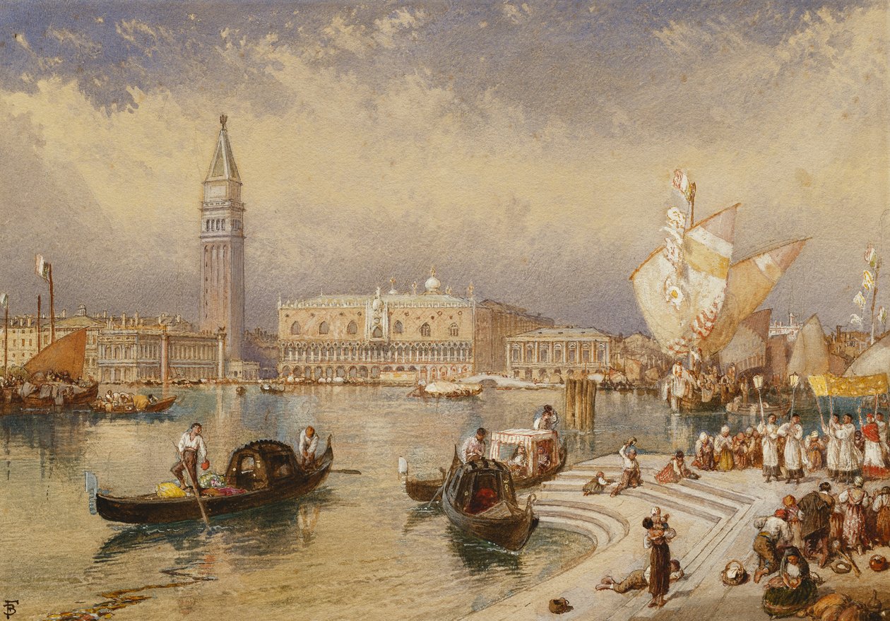 Dogepalatset, Venedig, från San Giorgio Maggiores trappa, av Myles Birket Foster