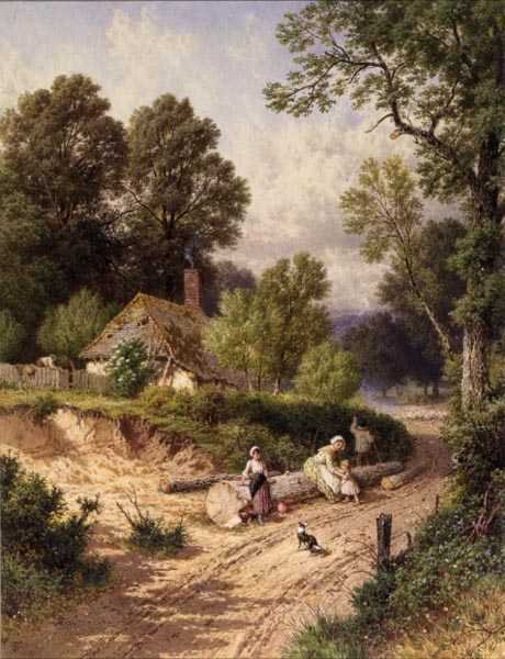 The Green Lane (akvarell på papper) av Myles Birket Foster