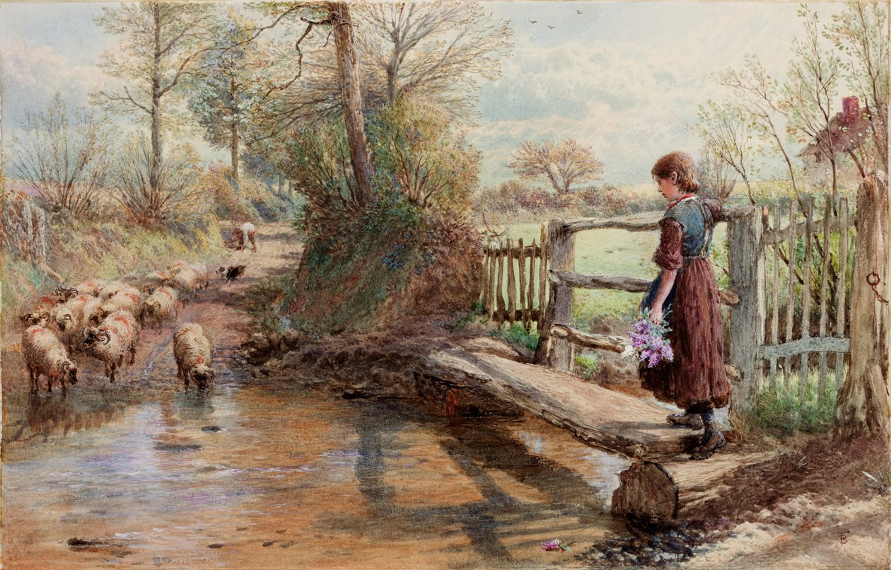 Utsikt i Surrey, ca 1863-1890 (Akvarell och gouache) av Myles Birket Foster