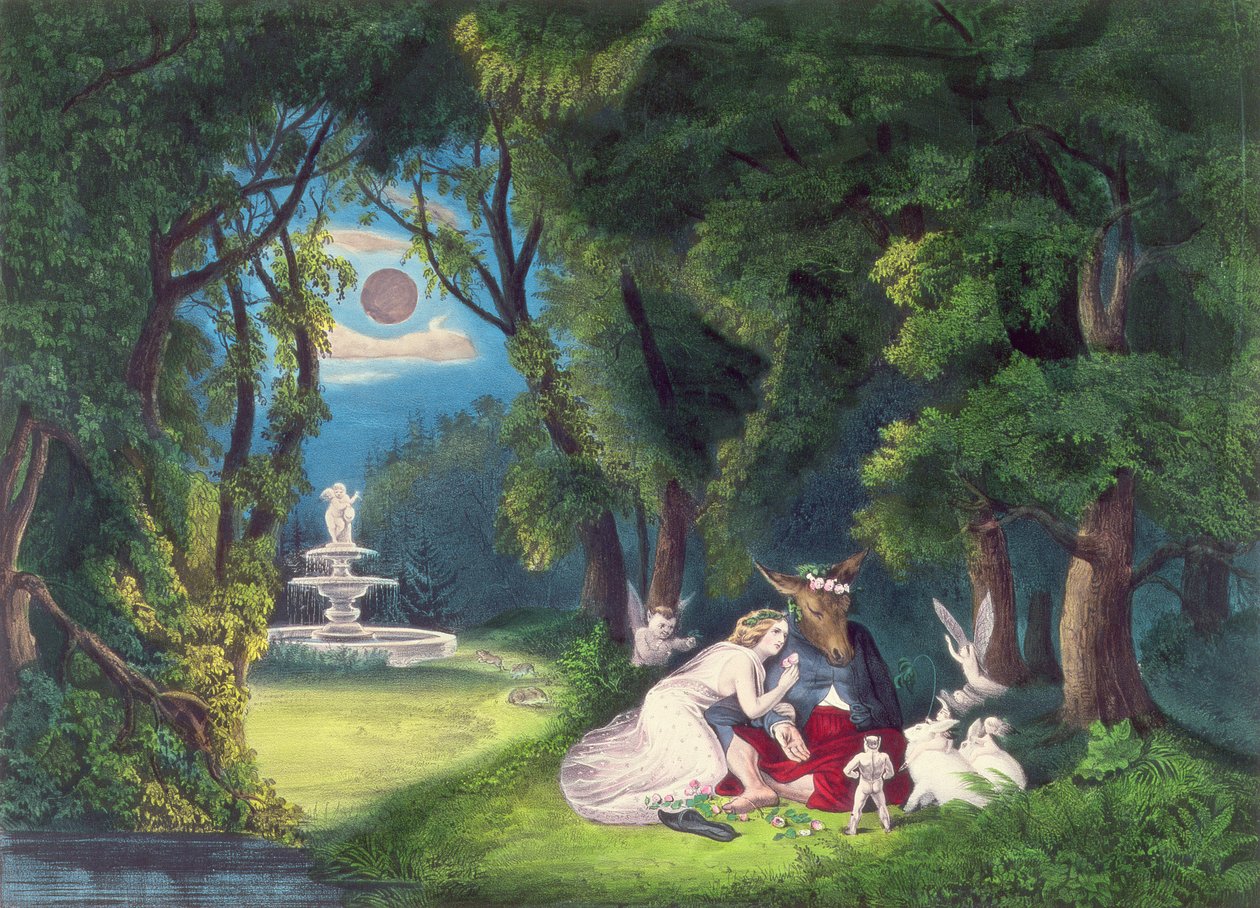 En midsommarnattsdröm, pub. av Currier och Ives, New York av N. and Ives, J.M. Currier