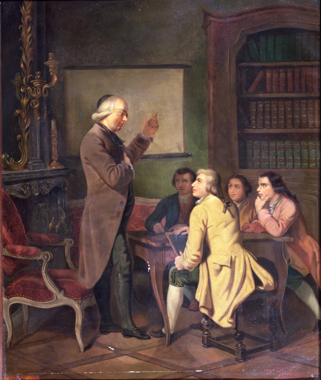 En lektion med Abbe Charles Michel de lEpee (1712-89) efter en målning av F. Peyson av N. Ginouvier