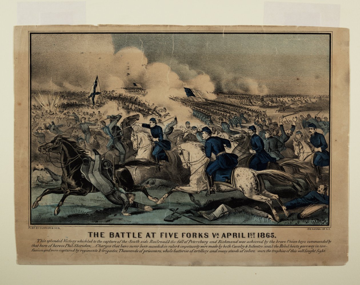 Battle of Five Forks Va. 1 april 1865, c.1865 av N. and Ives, J.M. Currier