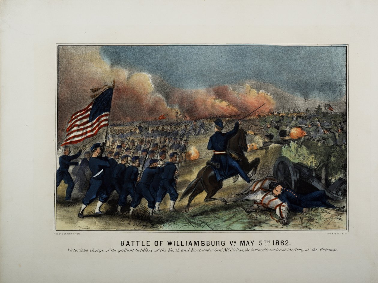 Slaget vid Williamsburg, Va. 5 maj 1862, c.1862 av N. and Ives, J.M. Currier