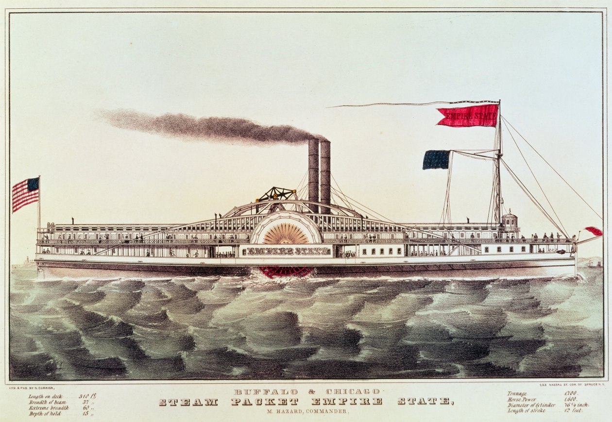 Buffalo och Chicago Steam Packet, Empire State av N. and Ives, J.M. Currier