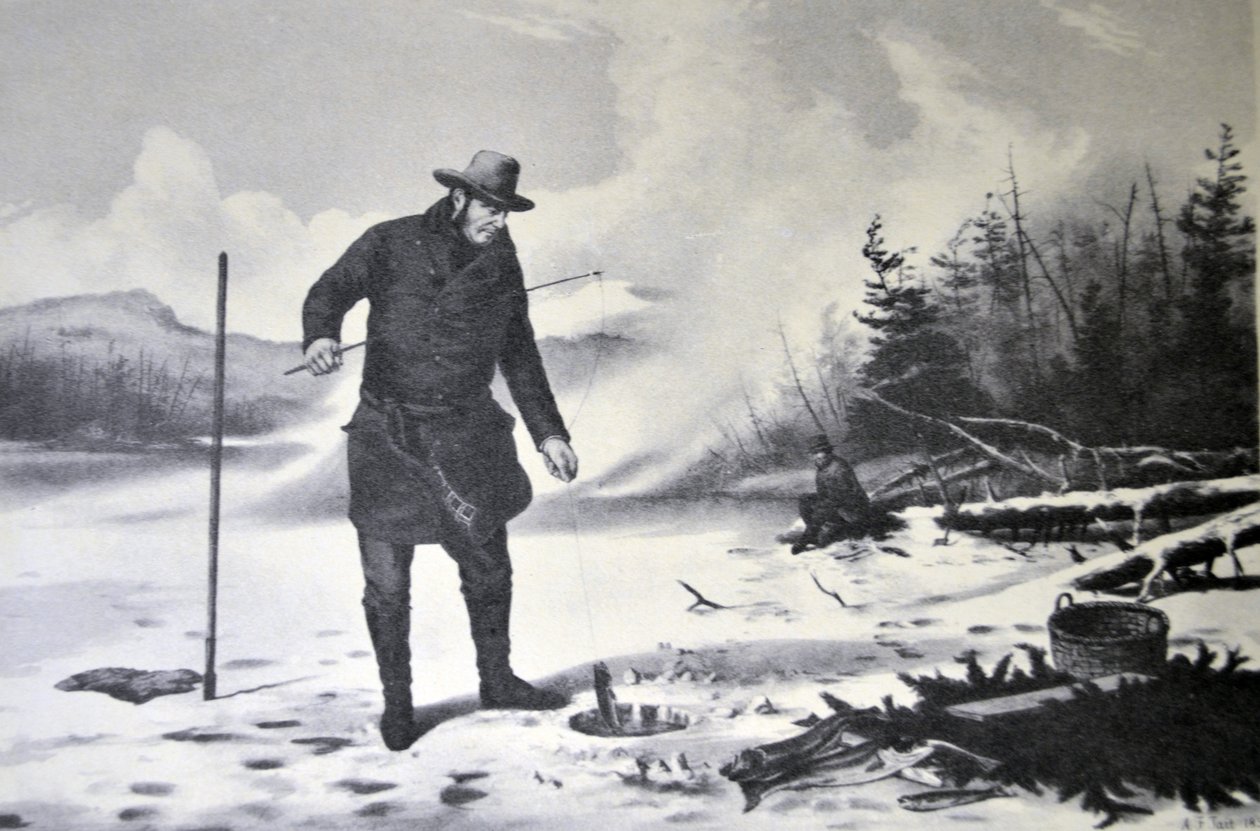 Currier & Ives Illustration 1800-talet. Amerikansk vintersport av N. and Ives, J.M. Currier