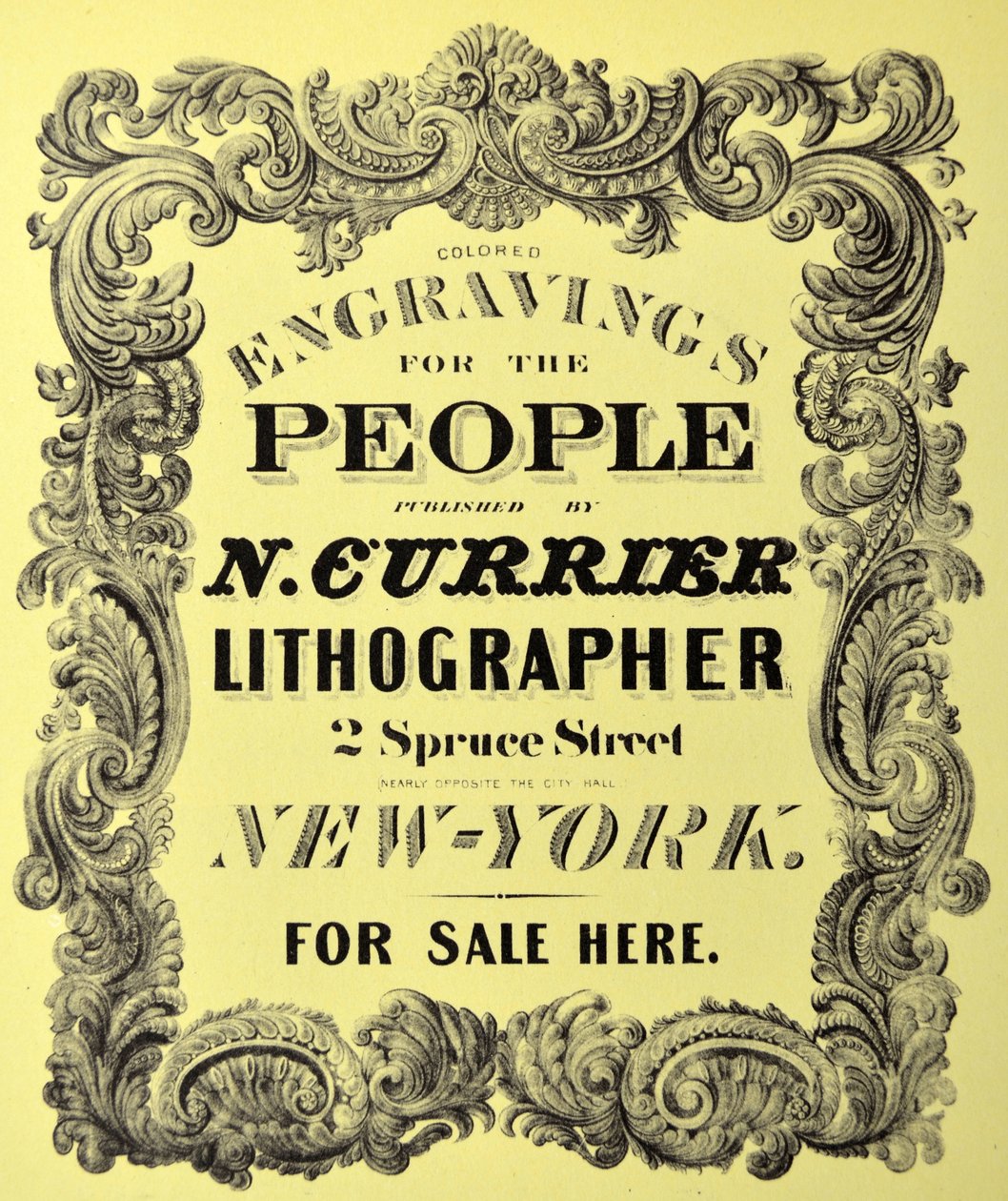 Currier & Ives Illustration 19:e århundradet. Bokmärke på titelbladet: Färggraveringar för folket. av N. and Ives, J.M. Currier