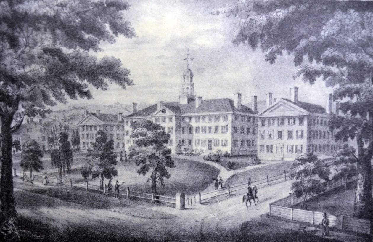 Currier & Ives Illustration 1800-talet. Dartmouth College av N. and Ives, J.M. Currier