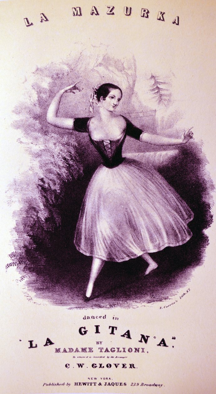 Currier & Ives Illustration 1800-talet. La Mazurka av N. and Ives, J.M. Currier