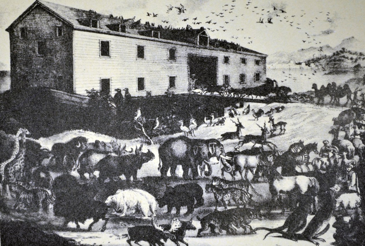 Currier & Ives Illustration 1800-talet. Noaks ark av N. and Ives, J.M. Currier