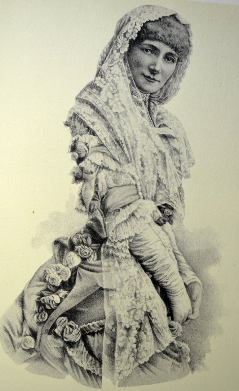 Currier & Ives Illustration 1800-talet. Sarah Bernhardt (skådespelerska) av N. and Ives, J.M. Currier