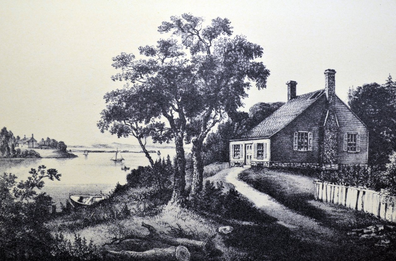Currier & Ives Illustration 1800-talet. Washingtons födelseplats av N. and Ives, J.M. Currier