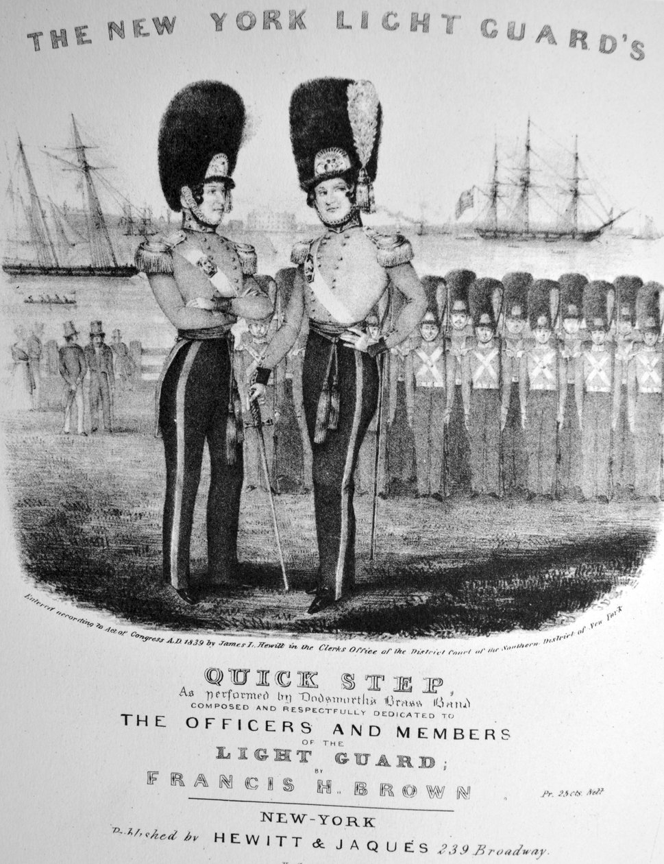 Currier & Ives Illustration 19:e århundradet. New York Light Guards Quick Step av N. and Ives, J.M. Currier