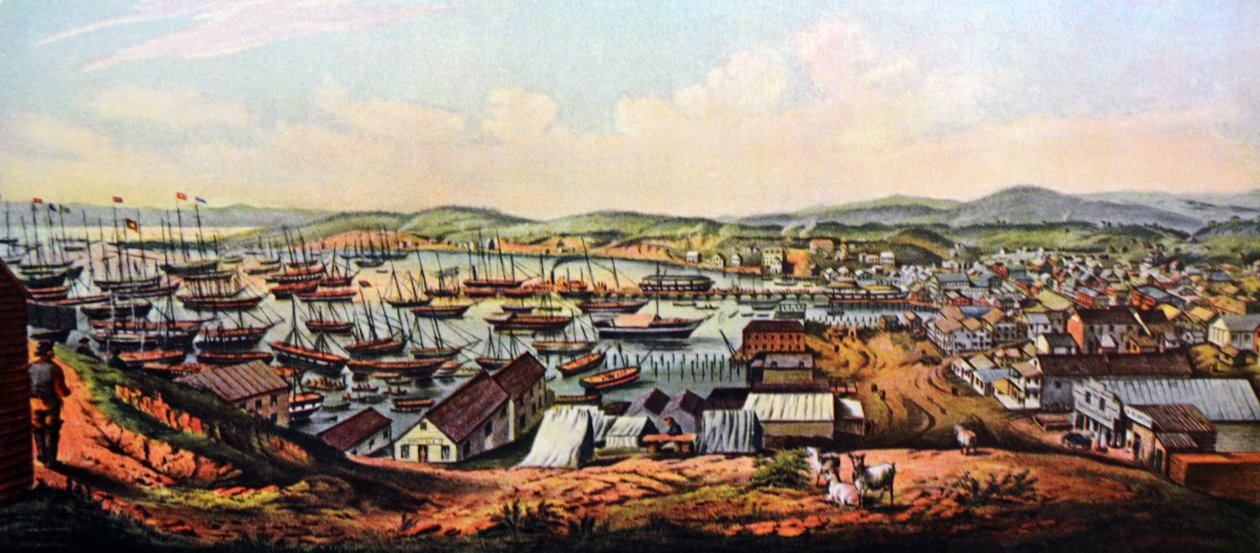 Currier & Ives Illustration 1800-talet. Utsikt över San Francisco, Kalifornien av N. and Ives, J.M. Currier