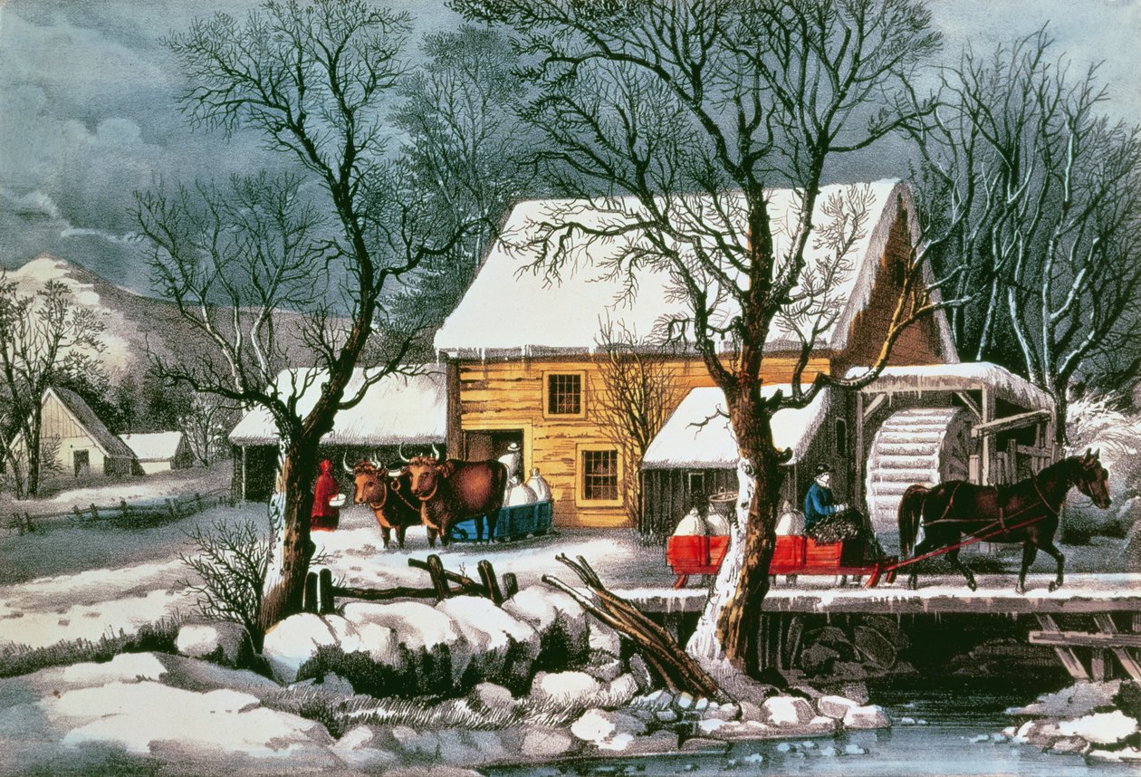 Frozen Up, 1872 (print)swed av N. and Ives, J.M. Currier