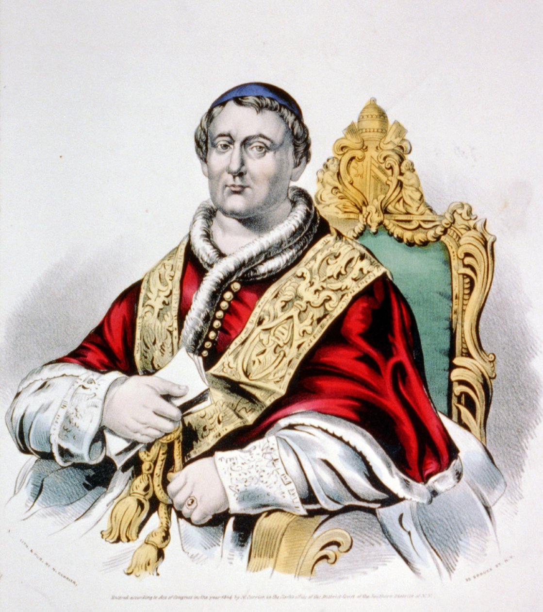Påven Pius IX, 1846 (handfärgad litografi) (handfärgad litografi) av N. and Ives, J.M. Currier