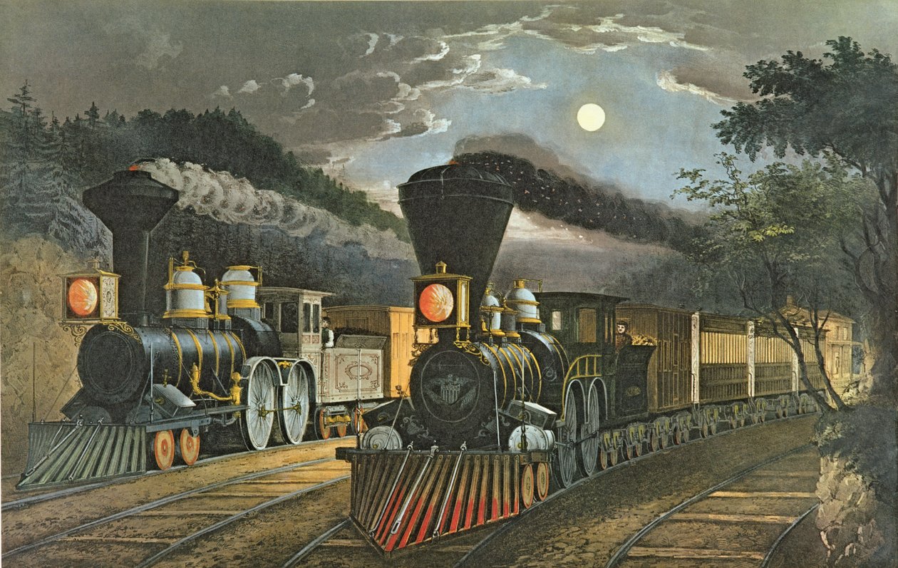 Blixtexpresstågen, 1863 av N. and Ives, J.M. Currier