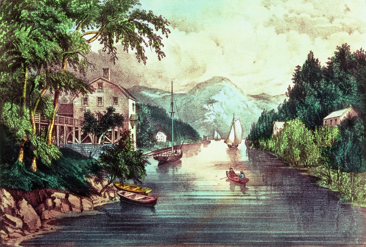 Utsikt över Montgomery Creek av N. and Ives, J.M. Currier