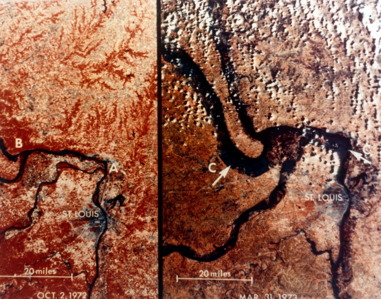 Jorden från rymden - Mississippifloden och St Louis, USA, c1980-talet. av NASA Images