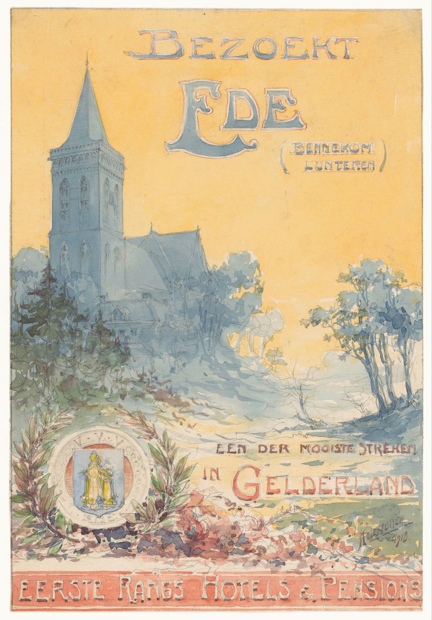 Besöker Ede, en av de vackraste regionerna i Gelderland (originaltitel på objektet) av N.M. Kolsteren (signed by artist)