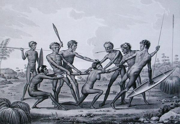 Port Jackson, New Holland: Aboriginal pre-marriage ceremoni, från 