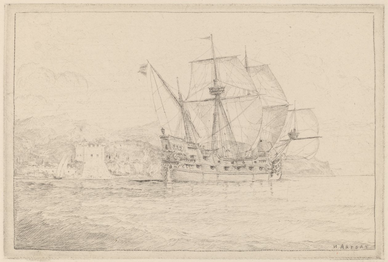 Fartyg under segel. av N. Artsay