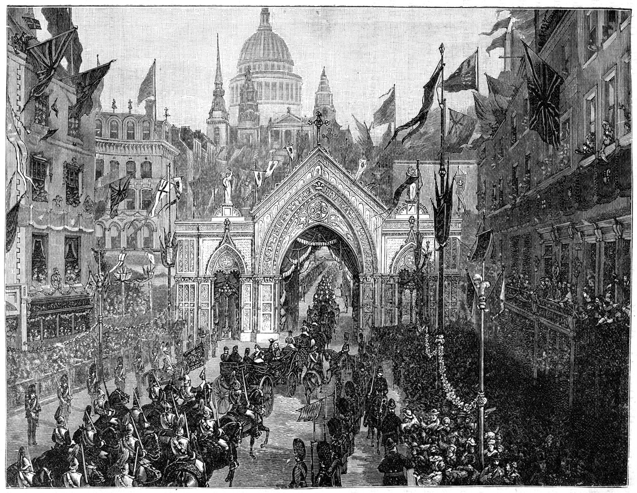 Processionen vid Ludgate Hill, Thanksgiving Day, London, 1900. av N. Chevalier