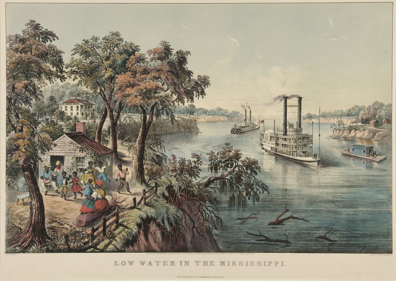 Low Water i Mississippi, 1868 av Nathaniel Currier