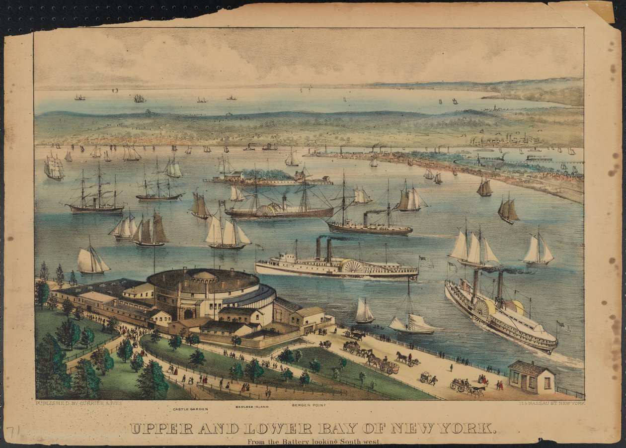 Upper and Lower Bay of New York, c.1881 av Nathaniel Currier